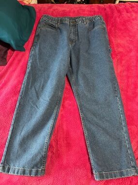 Haband Relaxed Elastic Waist Denim Jeans - Blue